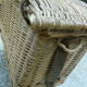 Old fishing basket rattan wood and leather