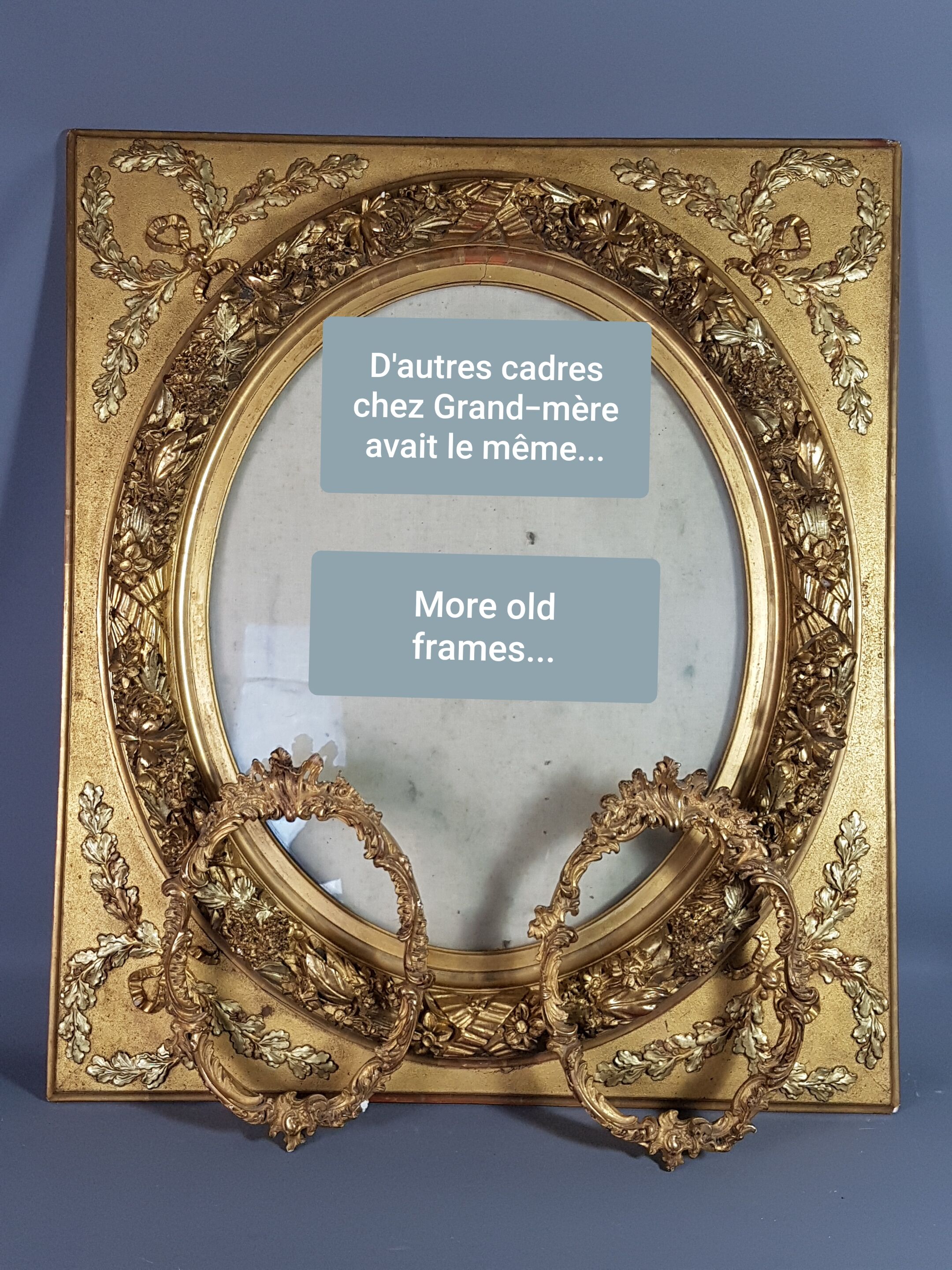 Old frame carved gilded wood 38x32 cm, leafing 26.3x20.3 cm
