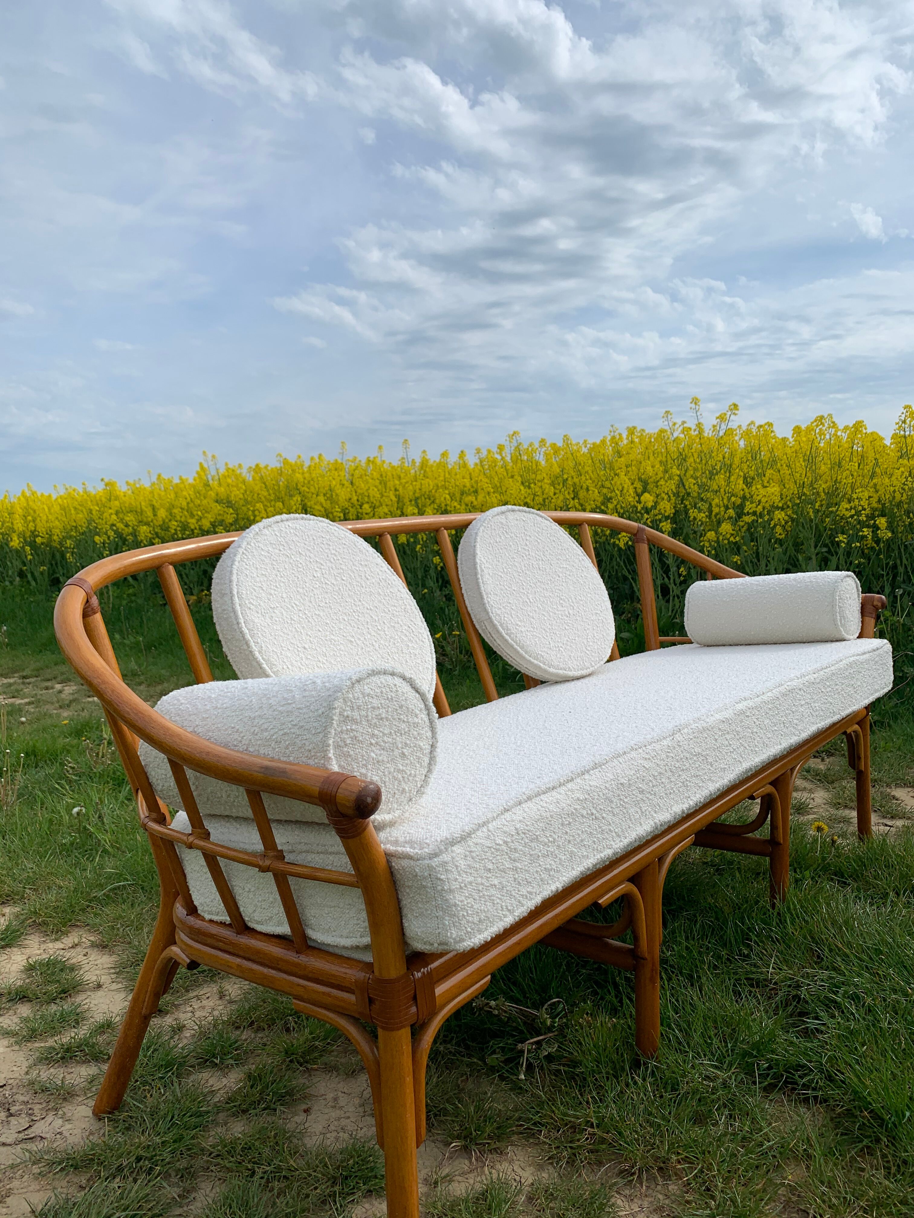 Vintage rattan bench