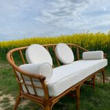 Vintage rattan bench