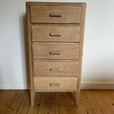 Vintage 5-drawer chest of drawers in waxed solid pine.