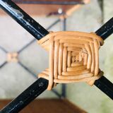Rattan and wrought iron coffee table