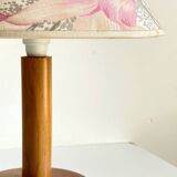 LAMP in Solid Pine Floral Shade VINTAGE