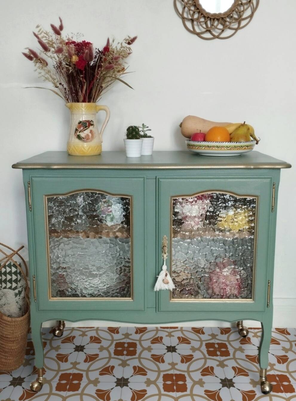 Vintage glass-fronted sideboard