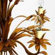 Beautiful 1970s gold-plated 5-arm tall metal chandelier by Hans Kögl