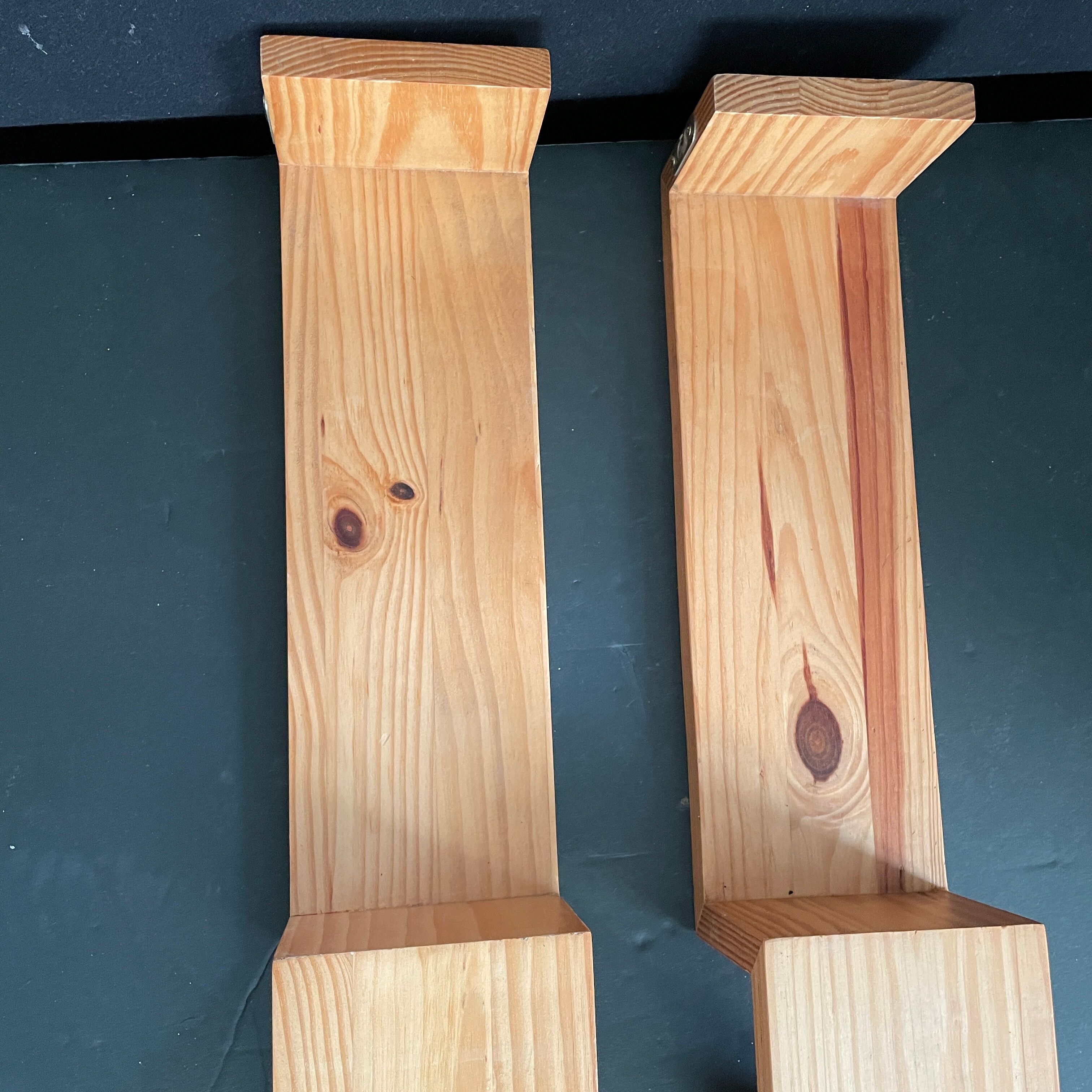 Pair wooden wall shelves 1970