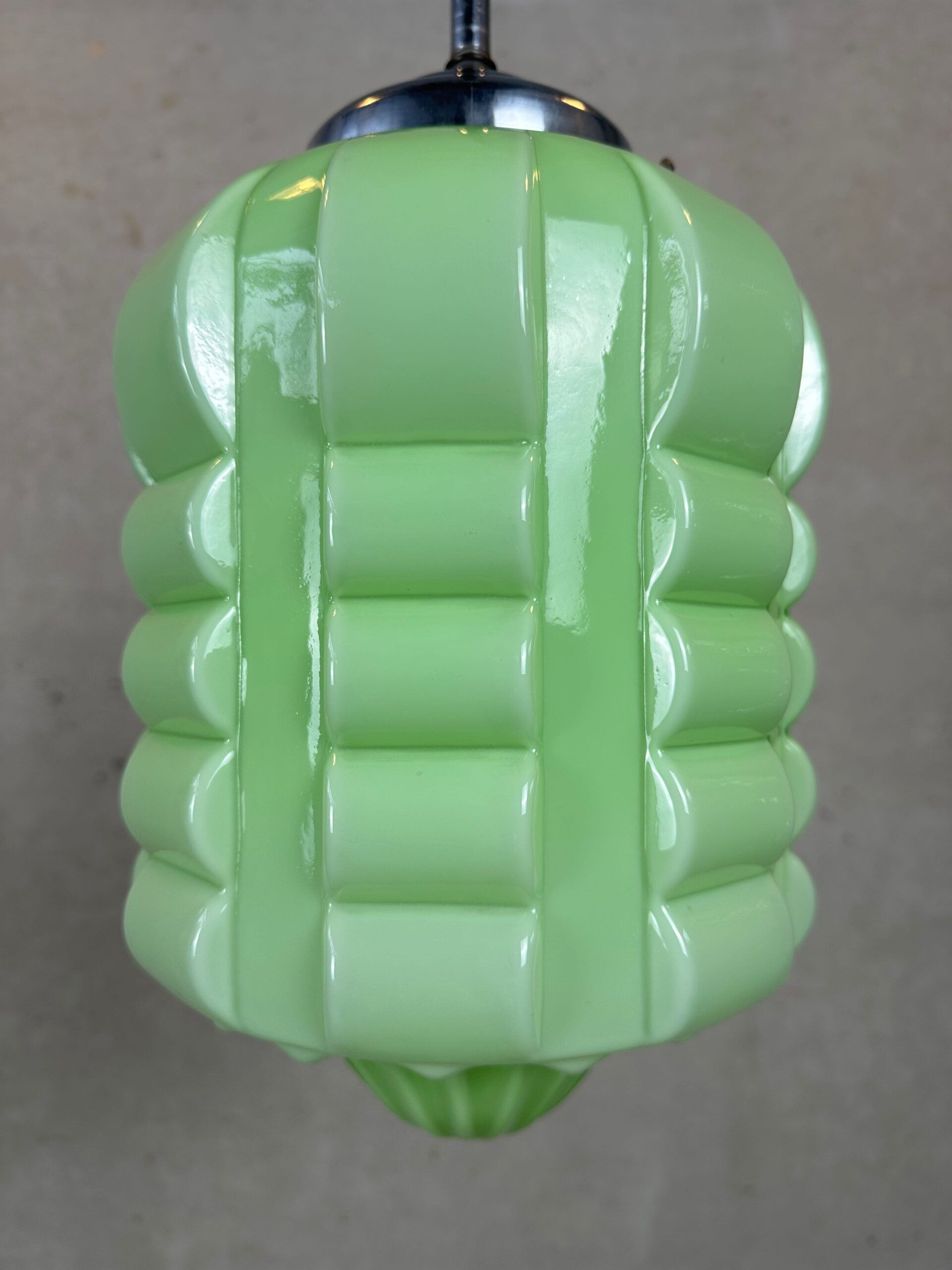 Art deco pendant lamp 'skyscraper' – green opaline