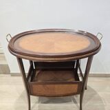 Folding tea table in marquetry wood - removable top