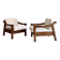 Brutalist Biosca armchairs in stained pine wood, Spain 1960