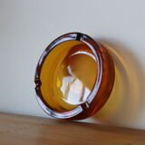 Round vintage amber glass ashtray