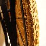 Rattan folding table & metal