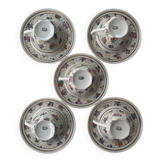 Service en porcelaine fleurie (lot de 5)