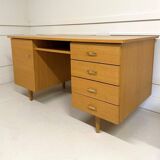 Vintage desk with 4 drawers, 1 door, 1 locker