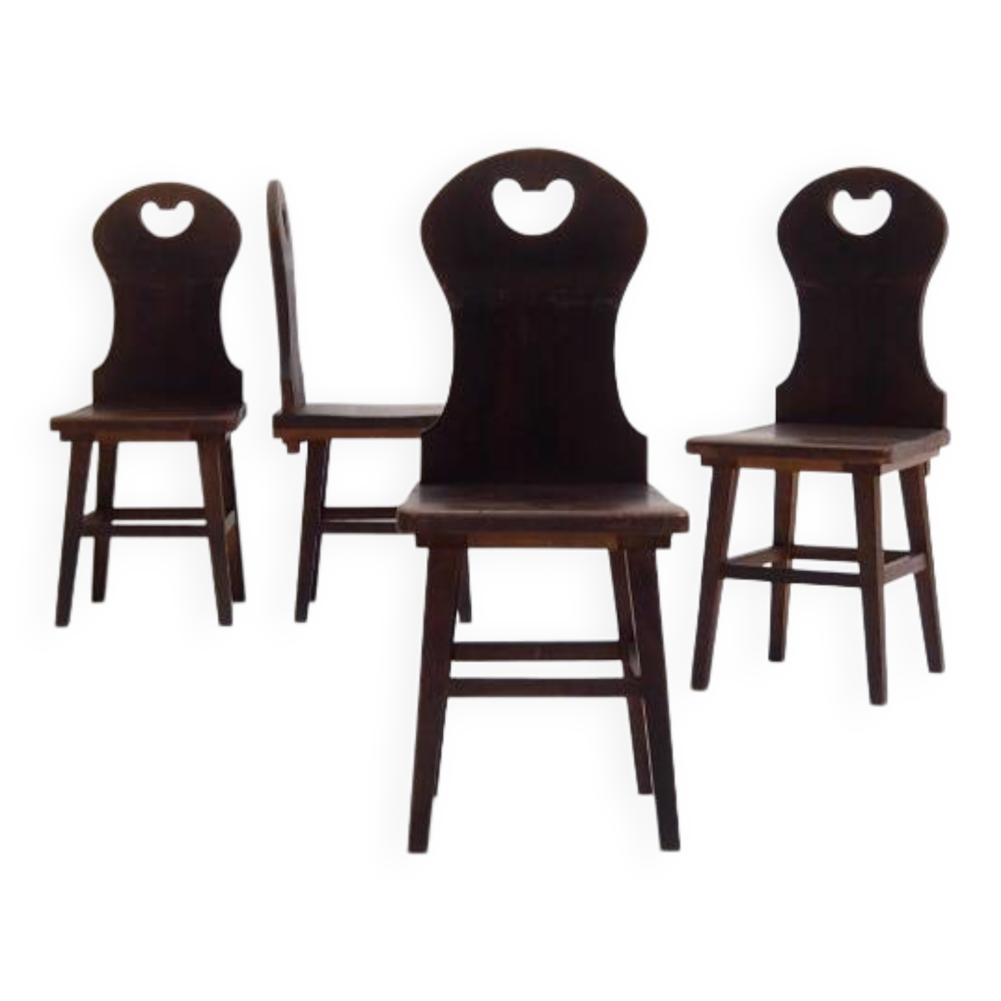 Set of Solid Oak “Farm- or Mountain Chairs” from the Netherlands