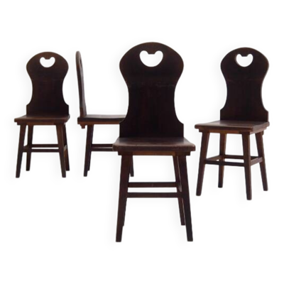 Ensemble de chaises de ferme ou de montagne en chêne massif des Pays-Bas