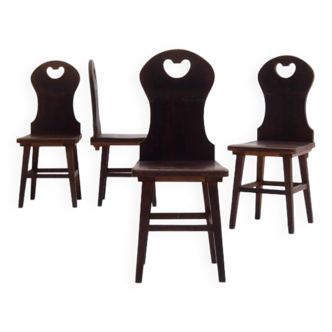 Set of Solid Oak “Farm- or Mountain Chairs” from the Netherlands