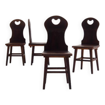 Ensemble de chaises de ferme ou de montagne en chêne massif des Pays-Bas