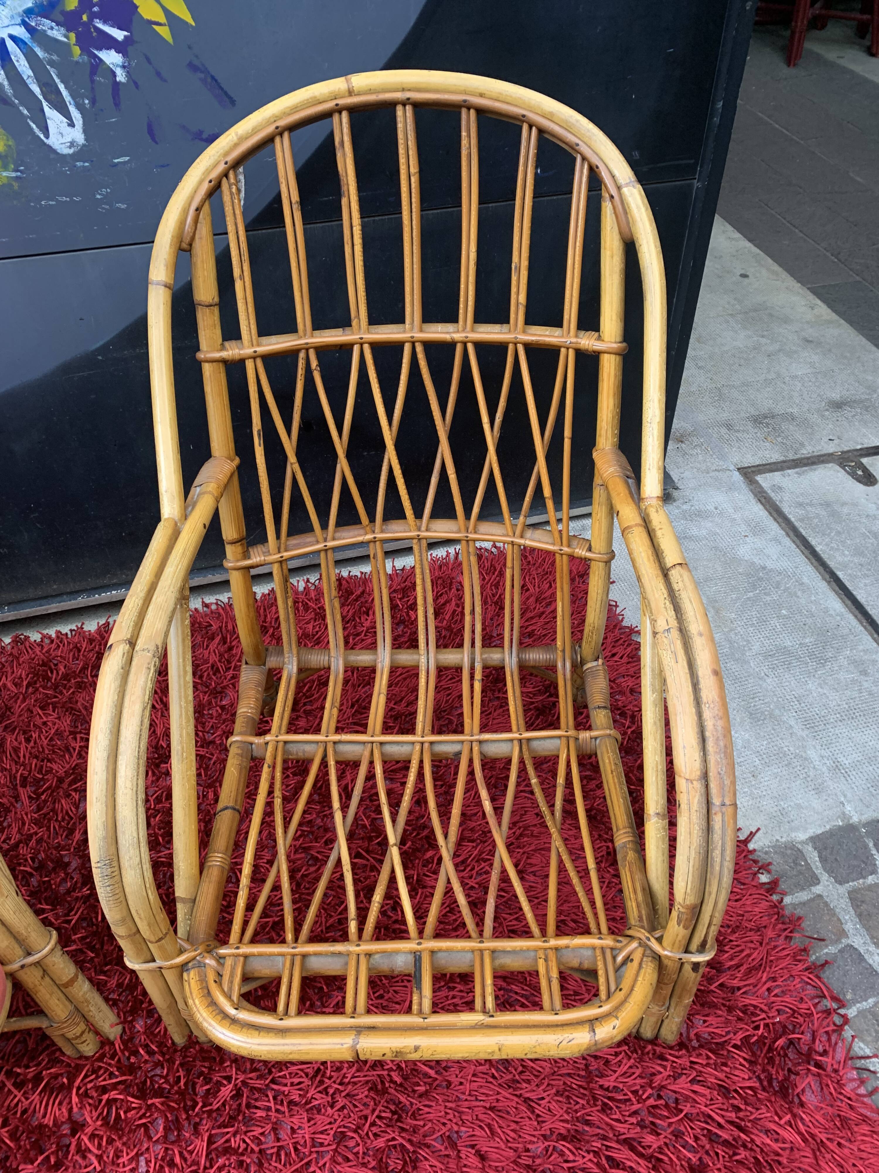 Pair of rattan chairs with cushions Audoux Minnet