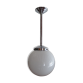 Suspension art deco globe ball and chrome metal
