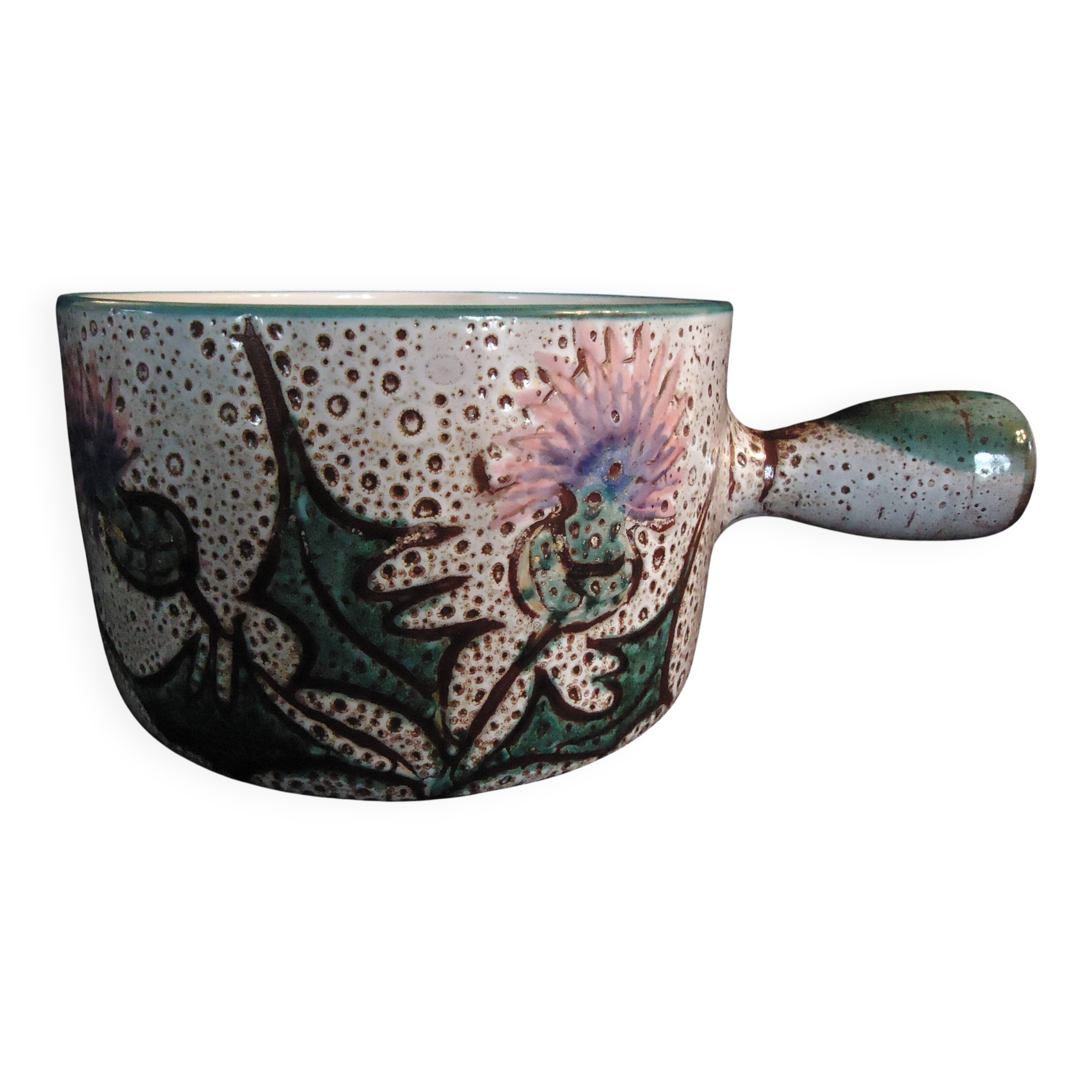 Vallauris frying pan with "Aux Chardons" motif, by Etienne Daniel