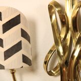 XL golden wall lamp, Hollywood regency style, 1970s