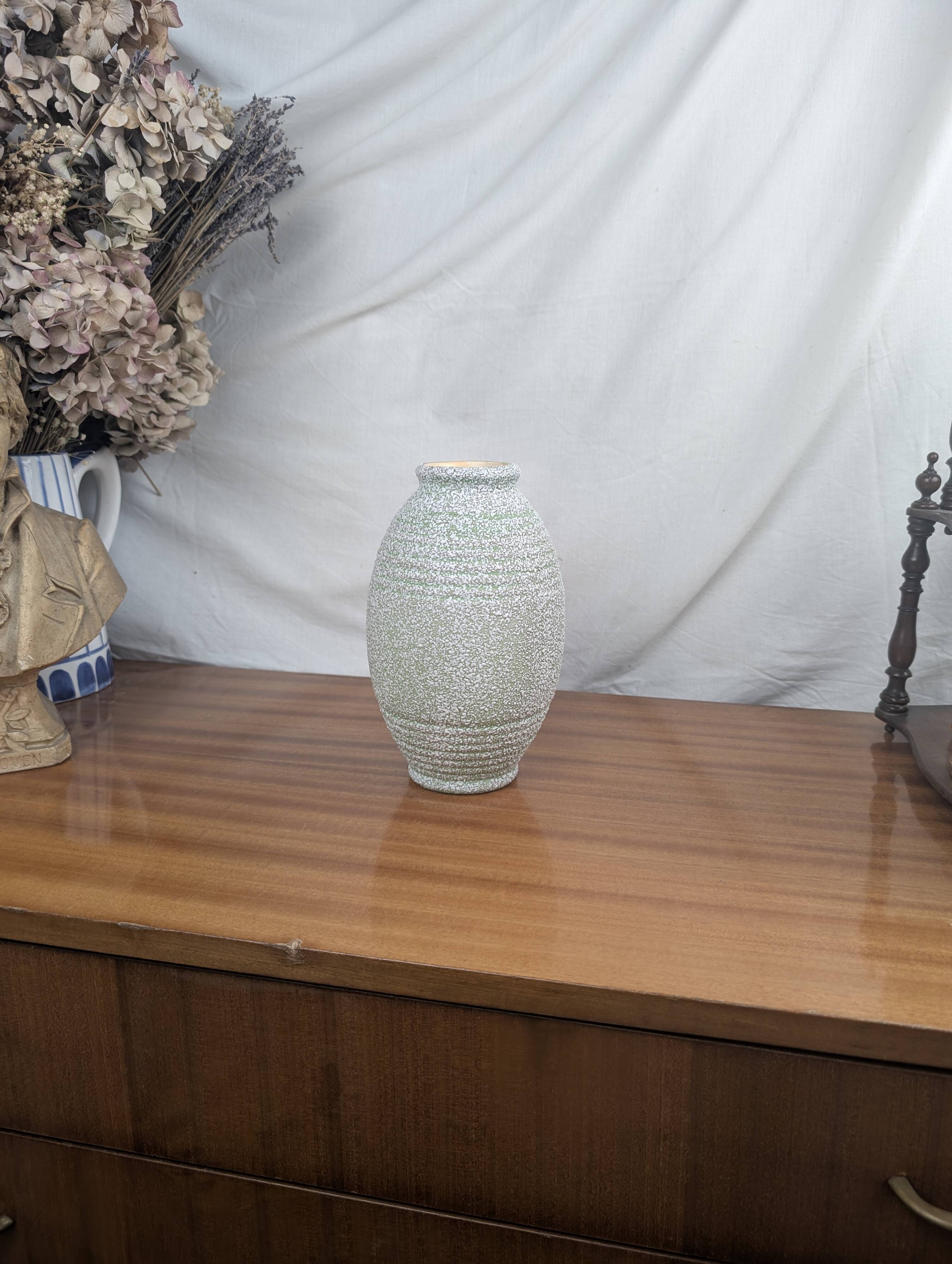 ODYV Vase in Glazed Mint Green Ceramic Art Deco 1930s