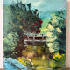 Japanese garden, oil on canvas signed Johner