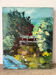 Jardin japonais, huile sur toile signée Johner