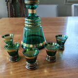 Vintage carafe and 5 glasses