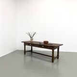 Authentic French farmhouse table from 1890 in solid oak with two drawers.
