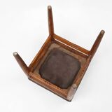 Art Deco wooden stool with leather top, Belgium ca. 1920