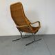 Chaise longue moderniste en acier et rotin du milieu du siècle par Dirk van Sliedregt