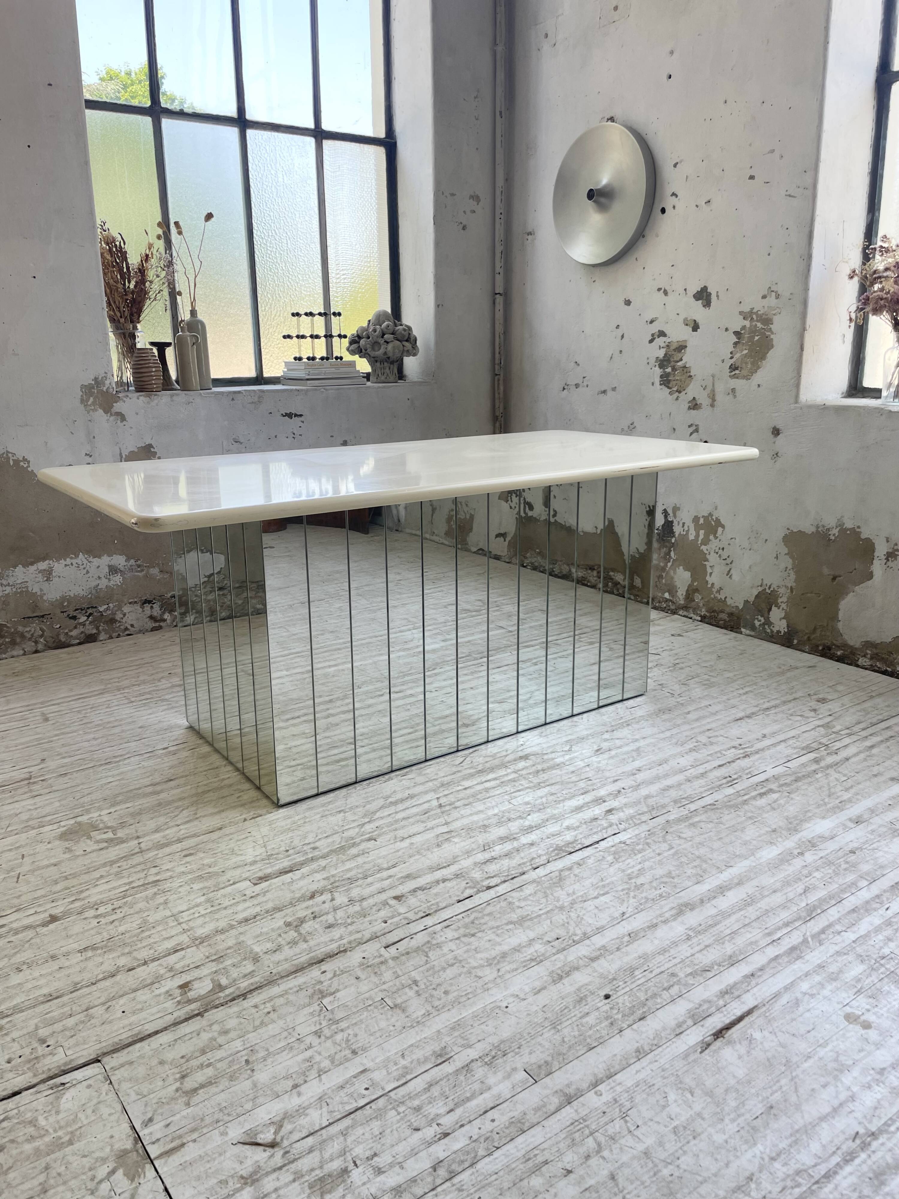 80s lacquered desk and mirror