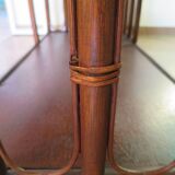Retro-Side table-vinyl furniture-wood, rattan and bamboo-80s