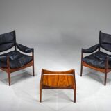 Mid-century modern Danish armchairs and coffee table by Kristian Vedel for Sören Willadsen, 1960s, set of 3
