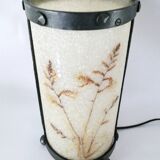 Wrought iron lamp and Perspex lampshade with herbarium decor