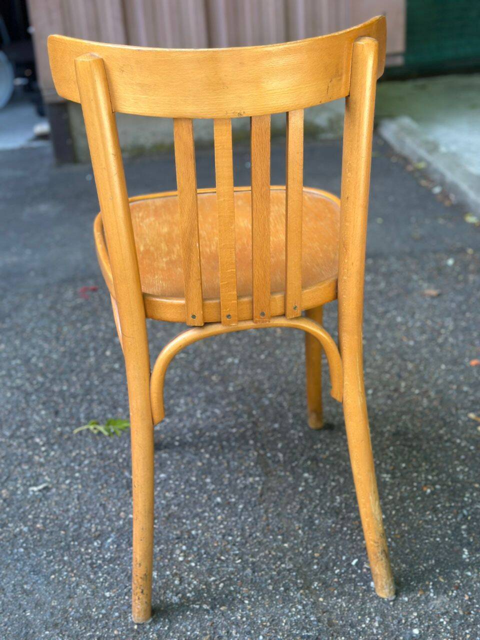 1960s light wood bistro chair signed