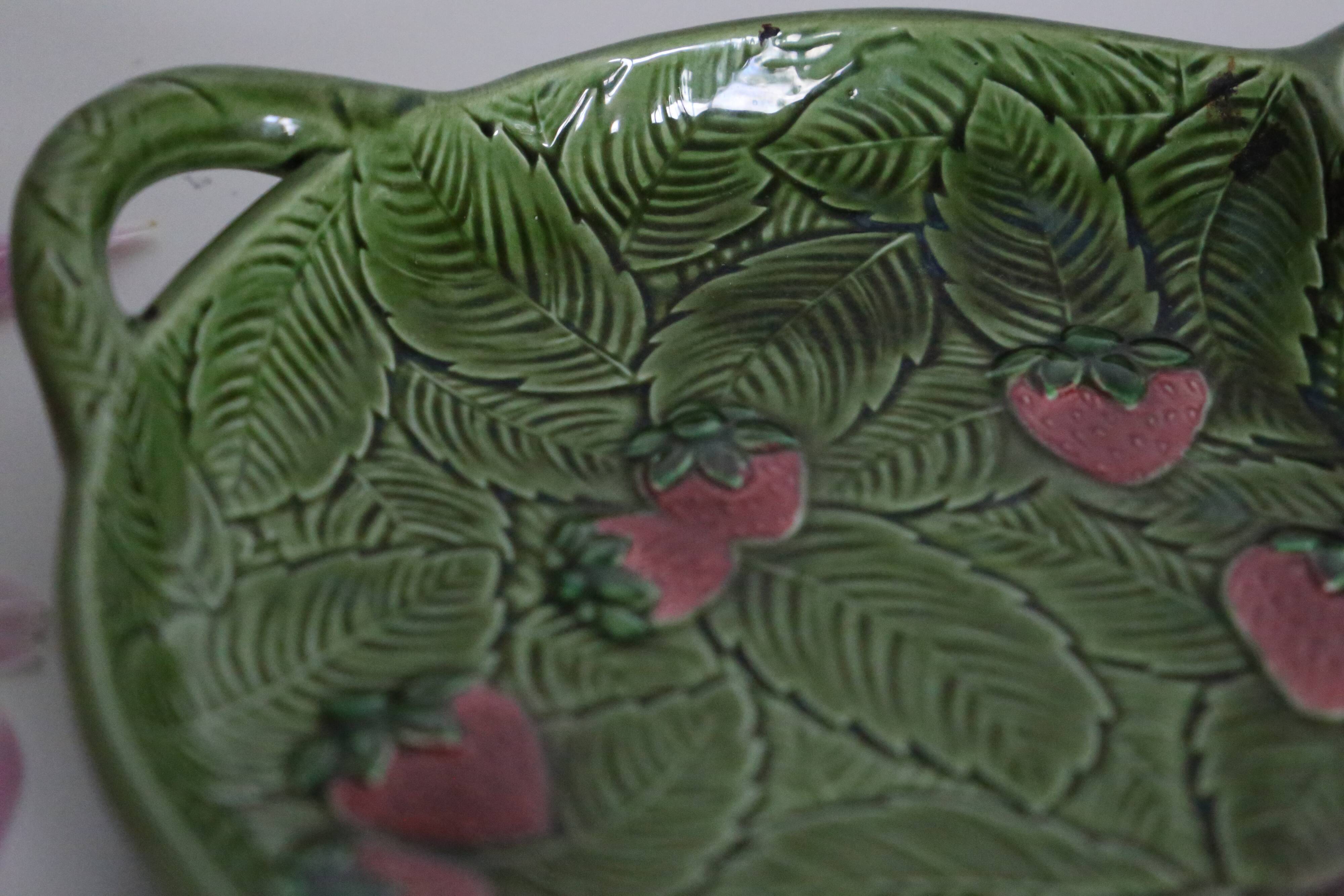 Strawberry serving dish, vintage