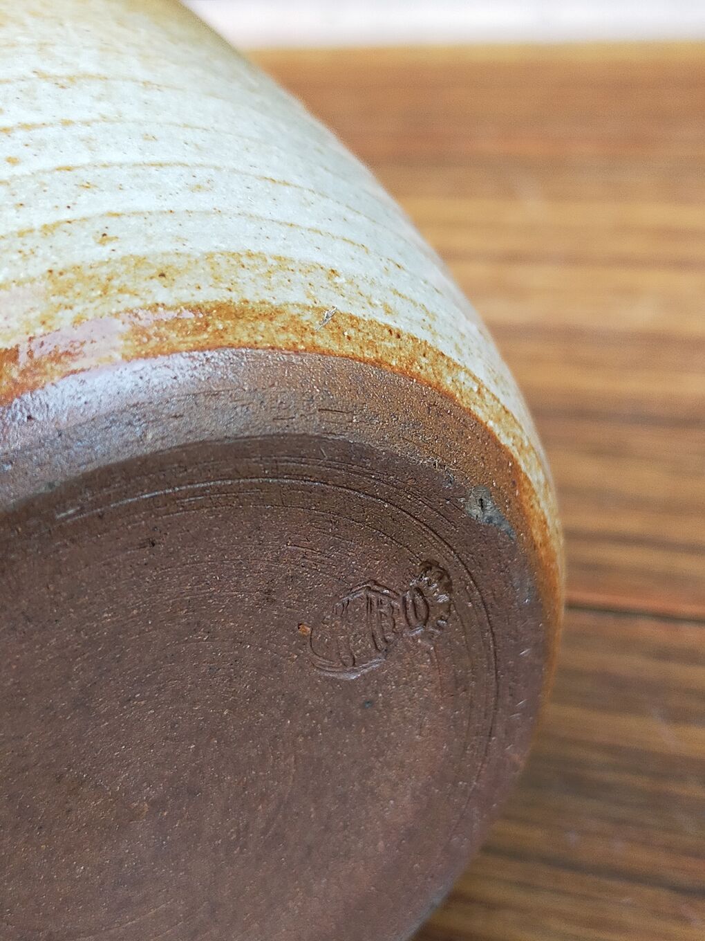 Light stoneware potter's bottle with vintage spout