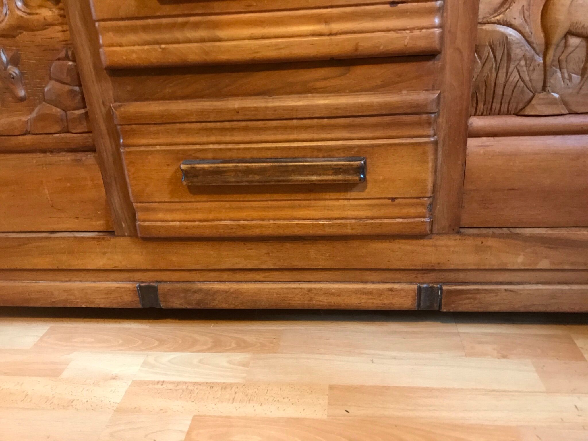 Art deco line-up in 1940s solid oak