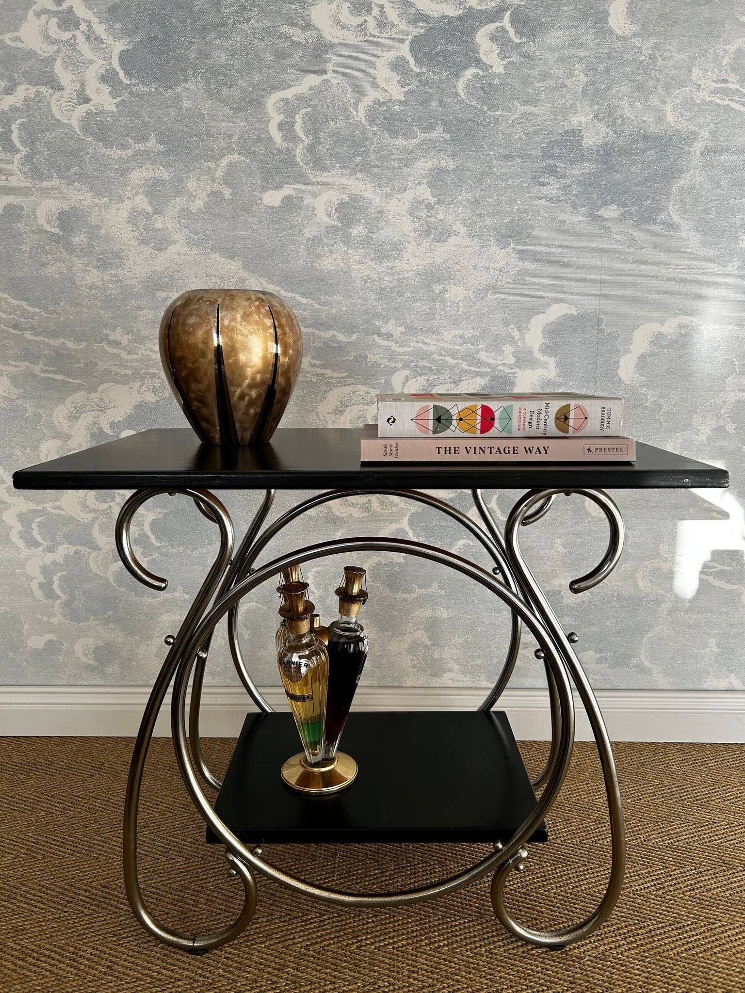 Chrome tubular 2-tiered side table, Art Deco / Bauhaus, Belgium, 1930s
