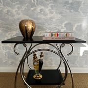 Chrome tubular 2-tiered side table, Art Deco / Bauhaus, Belgium, 1930s