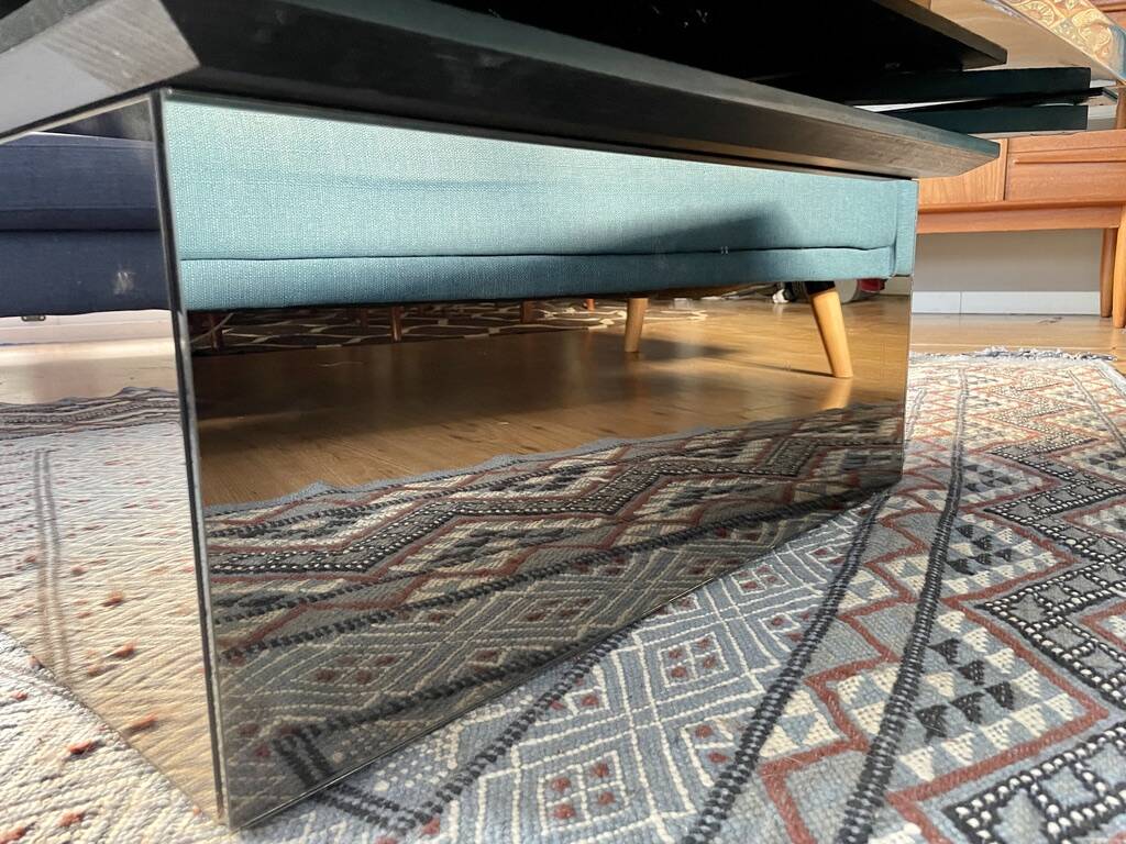 Table basse bar cocktail caché en loupe d'orme de Paul Michel, 1970 Roche Bobois