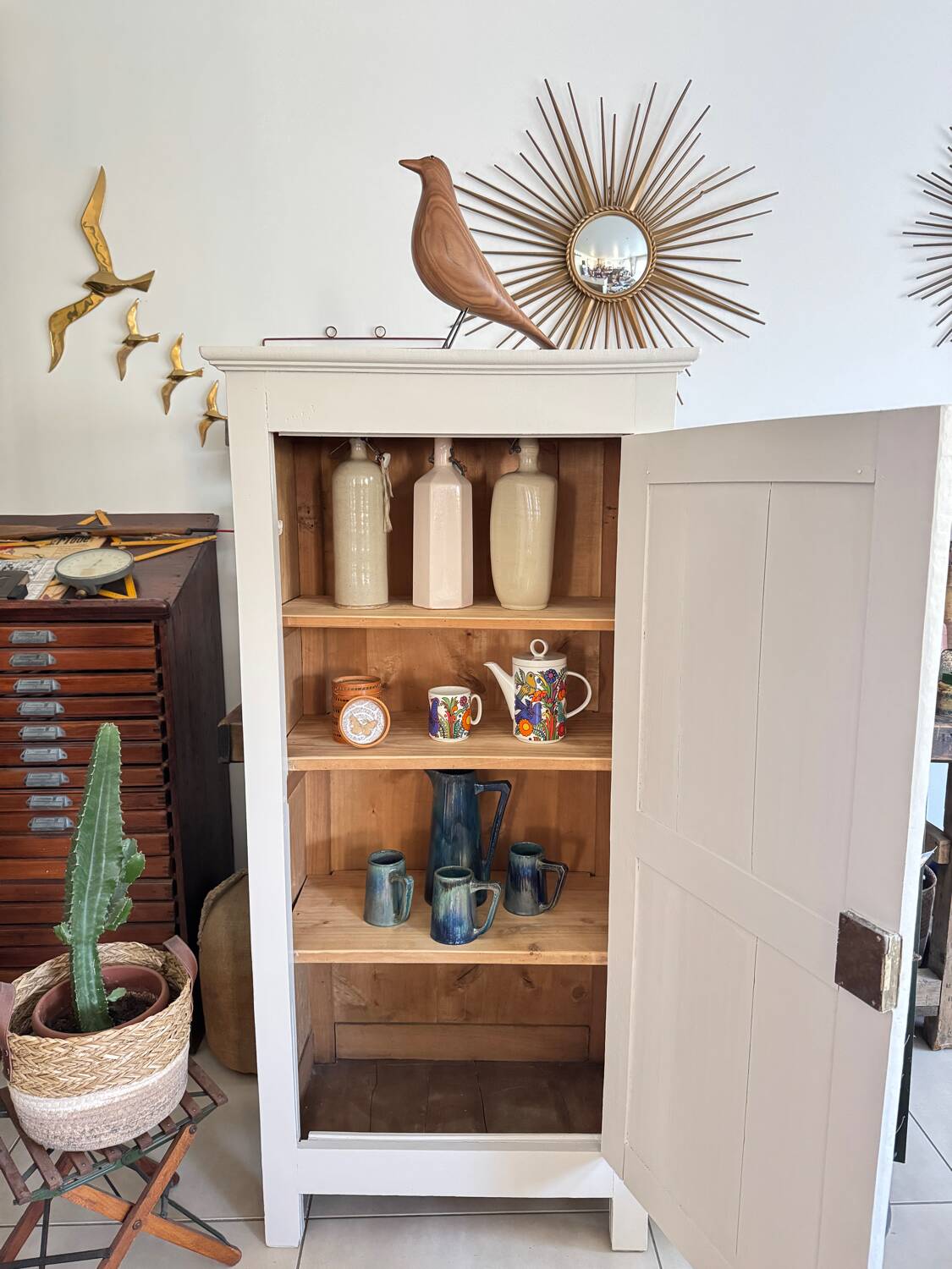 Antique vintage white Parisian wardrobe