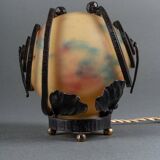 Art Deco night light lamp hammered ironwork 1930 Muller Frères