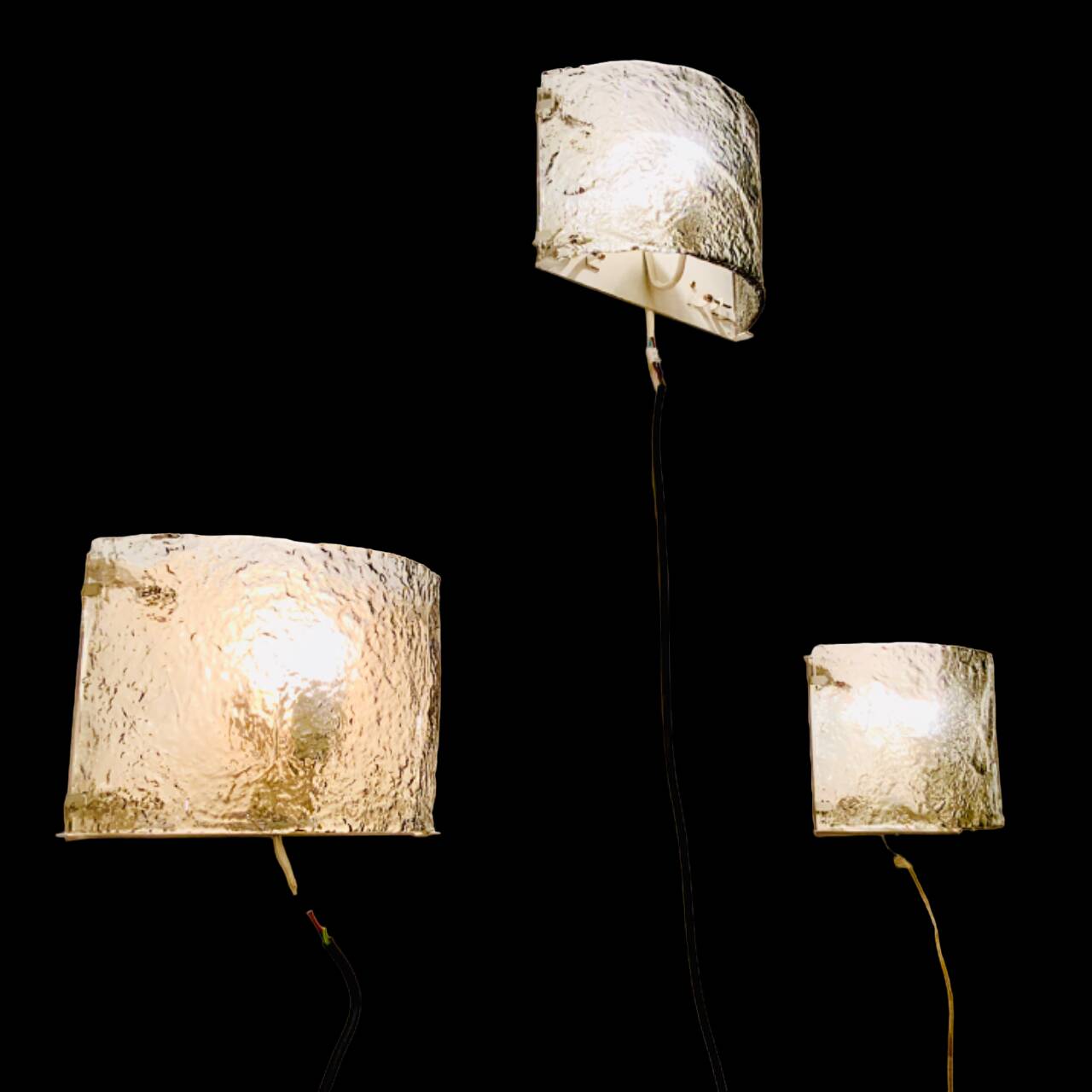 Set of 3 Italian Wall Lamps from the 1970s by Carlos Nazon for Mazzega