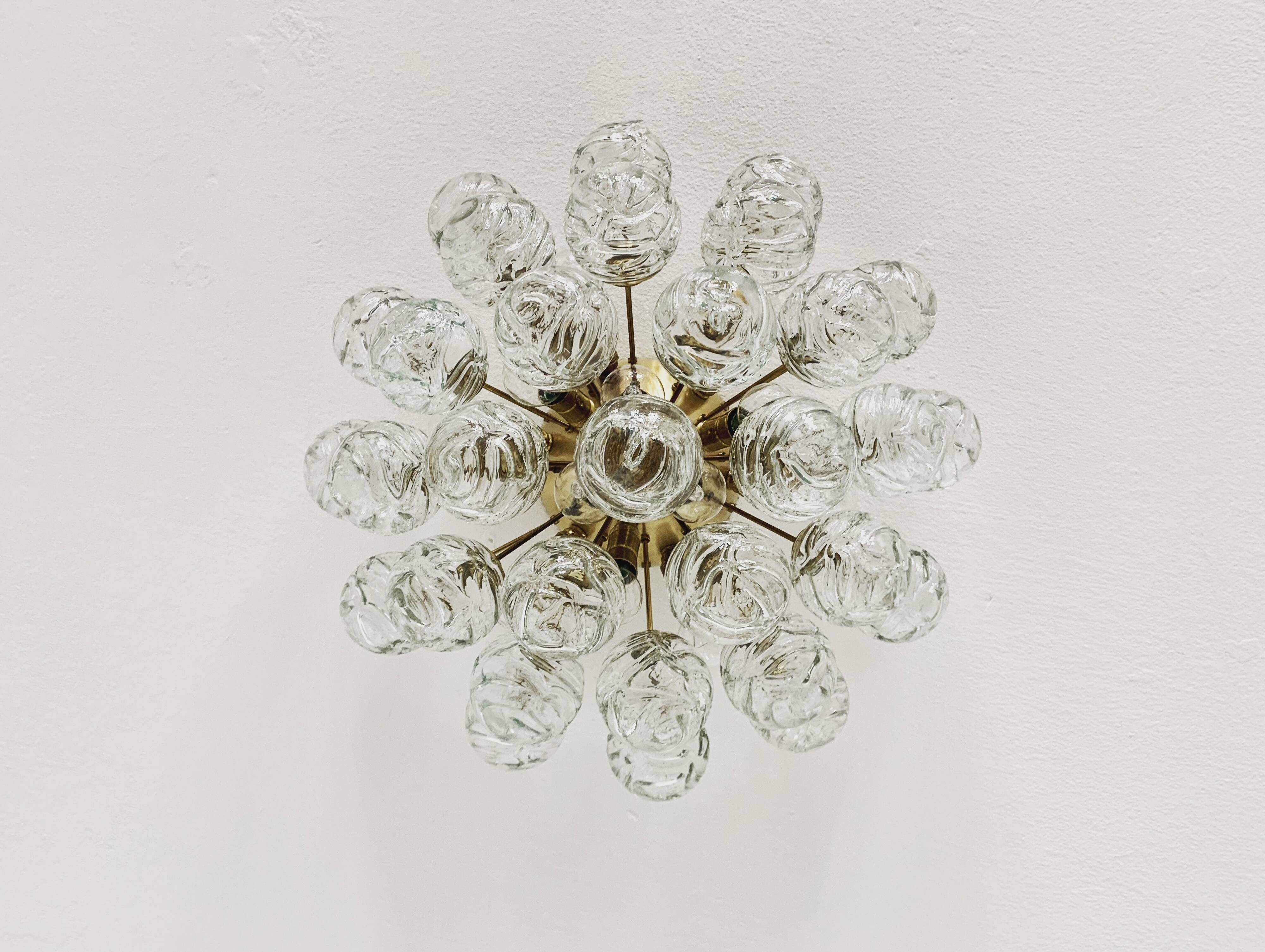1 of 2 Amazing Golden Bubble Glass Flush Lamps by Doria