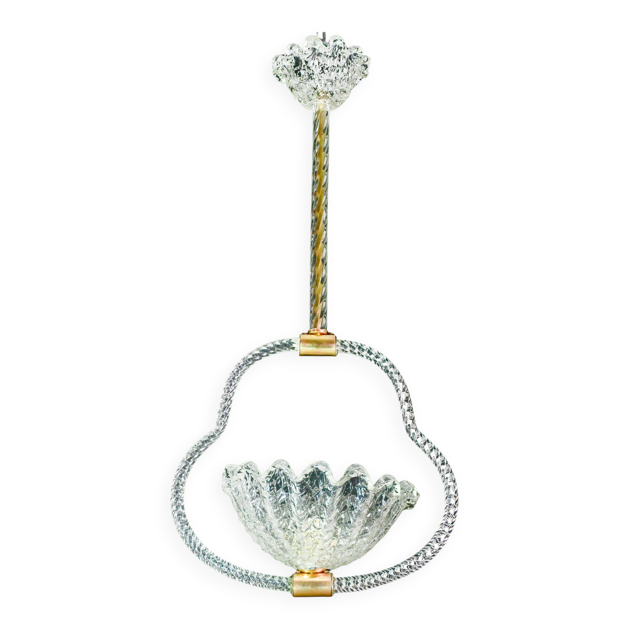 Charming Art Deco Barovier & Toso pendant light chandelier Murano glass, 1950s