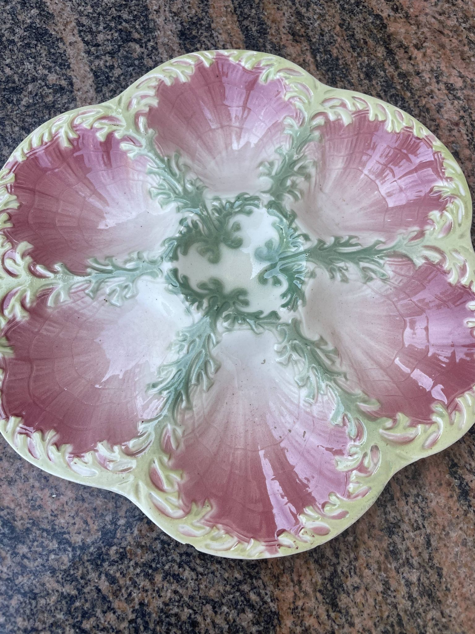 1 Kleber and Guerin oyster barbotine plate from St Clément