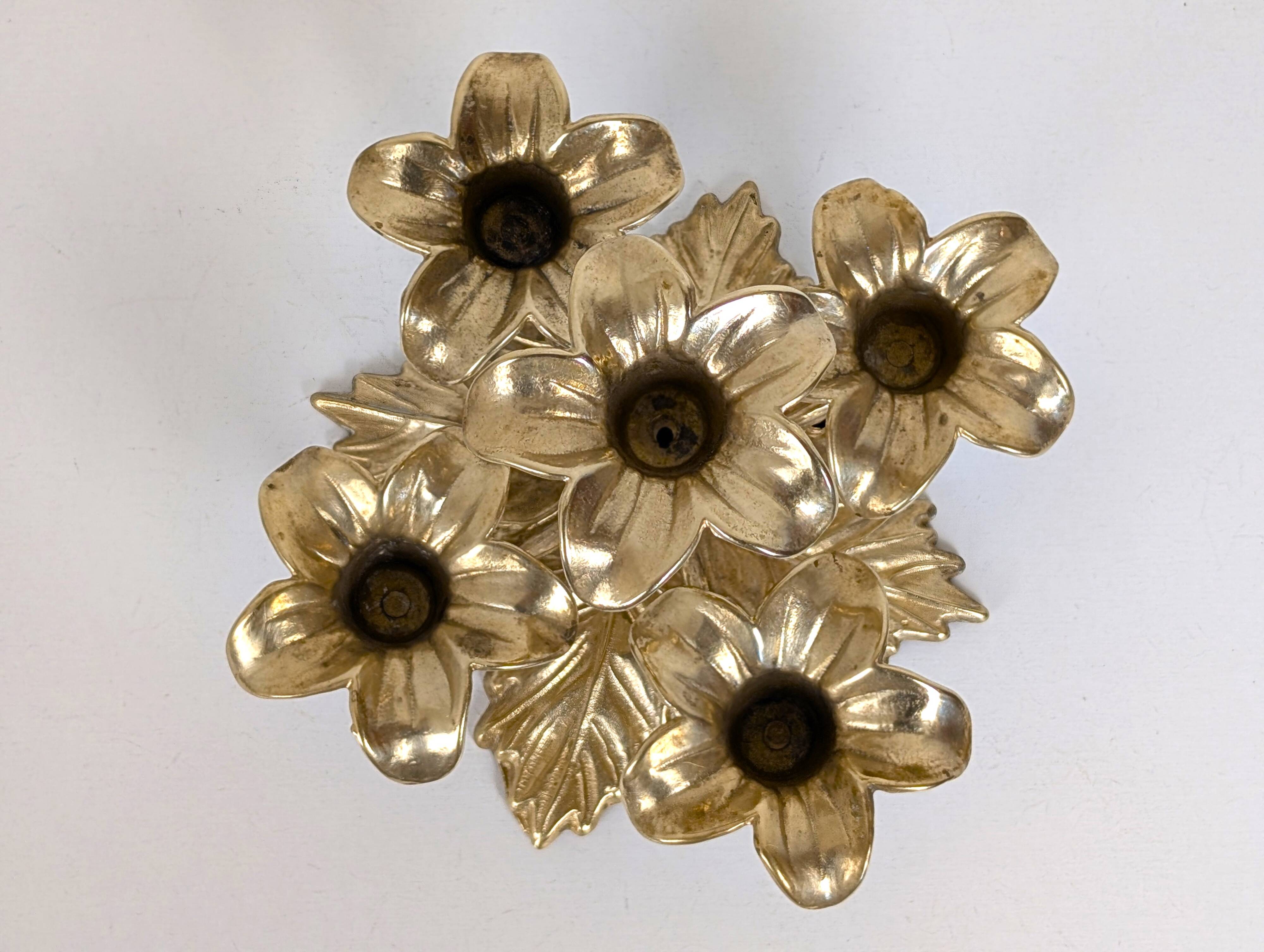 Brass flower candle holder